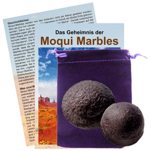 Moqui Marbles Paar 40-45mm mit Zertifikat + Booklet + Wirkung + Anleitung