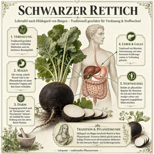 Schwarzer Rettich nach Hildegard von Bingen 120 Pulver Kapseln