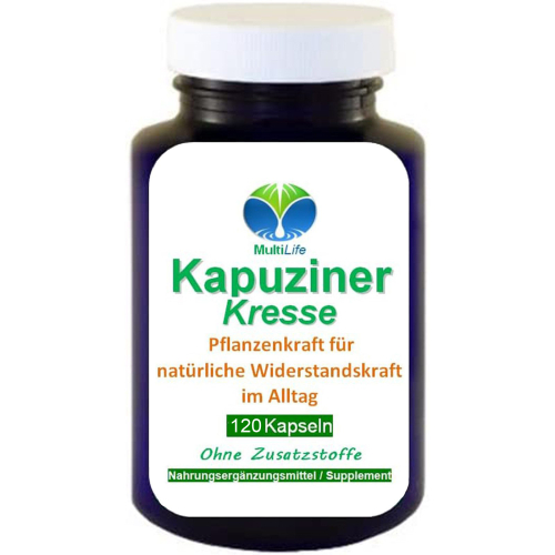 Kapuzinerkresse 120 Kapseln Senföle für Immunsystems & Abwehrkräfte - 100% Natur pur. OHNE Zusatzstoffe.