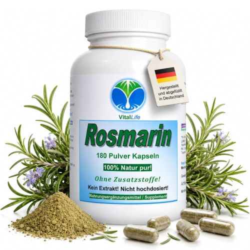 Rosmarin 720 (4x180) Kräuter Kapseln Natur pur KEIN isoliertes Extrakt OHNE Zusatzstoffe OHNE Füllstoffe.