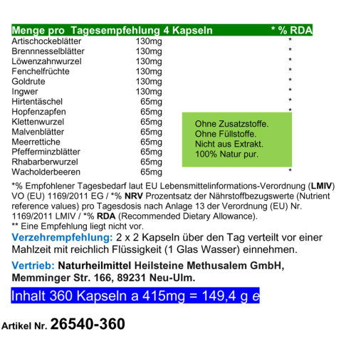 Colon CleanOut 360 Darm Aktiv Kapseln 14 Bitterkräuter & Bitterstoffe Natur pur Ohne Zusatzstoffe
