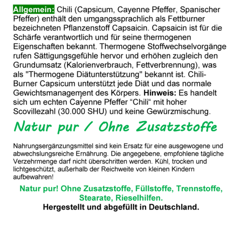 Red Chili F-BURNER 360 Kapseln Capsicum Cayenne Pfeffer Capsaicin NATUR pur OHNE Zusatzstoffe