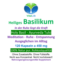 Basilikum Holy Basil Ayurveda Tulsi 120 Kapseln