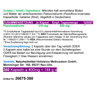 Passionsblume Pur Passiflora 360 Pulver Kapseln