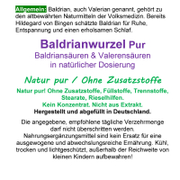 Baldrian Pur Wurzel Valerian 120 Pulver Kapseln
