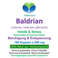 Baldrian Pur Wurzel Valerian 180 Pulver Kapseln
