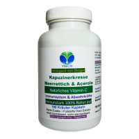 Immunstark - Kapuzinerkresse + Meerrettich + Acerola 100% NATÜRLICHES Vitamin C 180 Pulver Kapseln