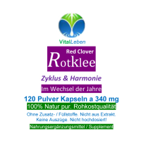 ROTKLEE 120 Kapseln Wechseljahre und Menopause - ZYKLUS & HARMONIE für die FRAU - 100% NATUR pur [ OHNE ZUSATZSTOFFE ]