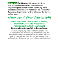 ROTKLEE 120 Kapseln Wechseljahre und Menopause - ZYKLUS & HARMONIE für die FRAU - 100% NATUR pur [ OHNE ZUSATZSTOFFE ]