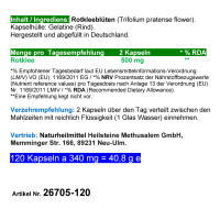 ROTKLEE 120 Kapseln Wechseljahre und Menopause - ZYKLUS & HARMONIE für die FRAU - 100% NATUR pur [ OHNE ZUSATZSTOFFE ]