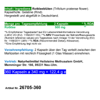 ROTKLEE 360 Kapseln natürliche Meno-Balance Isoflavone. Wechseljahre und Menopause - ZYKLUS & HARMONIE für die FRAU - NATUR pur [OHNE ZUSATZSTOFFE]