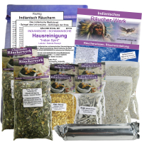 Räucherset Energetische Hausreinigung zum räuchern 14-tlg Set 6x Räucherwerk, weißer Salbei, Palo Santo nach INDIANISCHER / SCHAMANISCHER Tradition mit Zubehör.