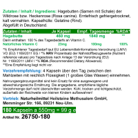 Hagebutte natürliches Vitamin-C 180 Pulver Kapseln