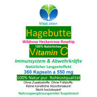Hagebutte natürliches Vitamin-C 360 Pulver Kapseln