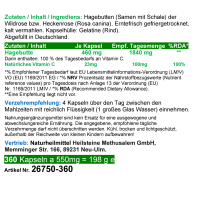 Hagebutte natürliches Vitamin-C 360 Pulver Kapseln