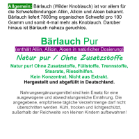 Frischblatt Bärlauch Wildwuchs 180 Kapseln wilder Knoblauch. Natürliche Schwefelquelle, Natur pur ohne Zusatzstoffe.