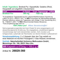 BROKKOLI Broccoli Sulforaphan & Indol-3-Carbinol 360 Kapseln - Antioxidantien & Vitamine C E K, B-Komplex + Calcium Magnesium Eisen Kalium Selen uvm [OHNE ZUSATZSTOFFE].