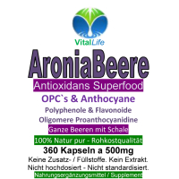 Aroniabeere OPC + Antioxidantien + Vitamine C+E+K - 360 Kapseln