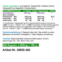 Aroniabeere OPC + Antioxidantien + Vitamine C+E+K - 360 Kapseln