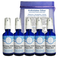 5x Kolloidales Silber 50 PPM 250ml (5x50ml) Sprühflaschen 7-tlg