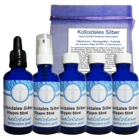 5x 50ml Kolloidales Silber & Spray 50 PPM (250ml) 9-tlg