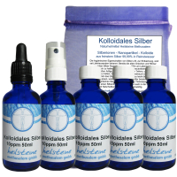 5x 50ml Kolloidales Silber & Spray 10 PPM (250ml) 9-tlg