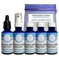 5x 30ml Kolloidales Silber & Spray 50 PPM (150ml) 9-tlg