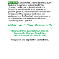 Kalmus-Wurzel nach Hildegard von Bingen 180 Pulver Kapseln