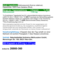 Kalmus-Wurzel nach Hildegard von Bingen 360 Pulver Kapseln