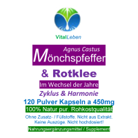 Rotklee & Mönchspfeffer 120 Kapseln Meno Fit - Hormon Balance Frauenleiden Wechseljahre Menopause - NATUR pur Isoflavone & Phytohormone. KEIN EXTRAKT! OHNE ZUSATZSTOFFE. ►2 Monate Vorrat.
