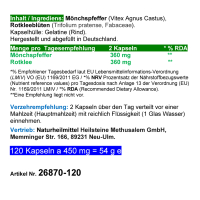 Rotklee & Mönchspfeffer 120 Kapseln Meno Fit - Hormon Balance Frauenleiden Wechseljahre Menopause - NATUR pur Isoflavone & Phytohormone. KEIN EXTRAKT! OHNE ZUSATZSTOFFE. ►2 Monate Vorrat.
