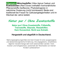 Rotklee & Mönchspfeffer 180 Kapseln Meno Fit - Hormon Balance Frauenleiden Wechseljahre Menopause - NATUR pur Isoflavone & Phytohormone. KEIN EXTRAKT! OHNE ZUSATZSTOFFE. ►3 Monate Vorrat.