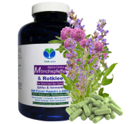 Rotklee & Mönchspfeffer 360 Kapseln Meno Fit - Hormon Balance Frauenleiden Wechseljahre Menopause - NATUR pur Isoflavone & Phytohormone. KEIN EXTRAKT! OHNE ZUSATZSTOFFE. ►6 Monate Vorrat.