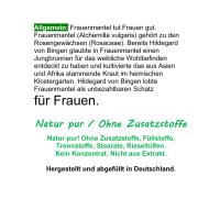 Frauenmantel 180 Kapseln Frauenmantelkraut - BALANCE & HARMONIE im monatlichen Rhythmus und weiblichen Zyklus. Natur pur. Ohne ZUSATZSTOFFE