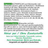 BLÜTENPOLLEN Bienenpollen 120 Kapseln GANZE Bee Pollen NATURAL Multi-Vitamin & Multi-Mineral SUPERFOOD. 100% Imkerqualität. OHNE ZUSATZSTOFFE.