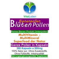 Blütenpollen - ganze Bienenpollen 360 Kapseln