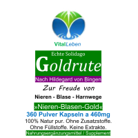 Echte Goldrute Solidago 360 Pulver Kapseln Nieren Blase Harnwege [OHNE Zusatzstoffe]