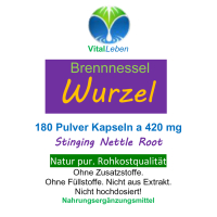 BRENNNESSELWURZEL 180 Brennnessel-Wurzel Kapseln zur FREUDE von BLASE & PROSTATA (Hildegard von Bingen) - Natur pur. Nicht hochdosiert, kein Extrakt [OHNE ZUSATZSTOFFE]