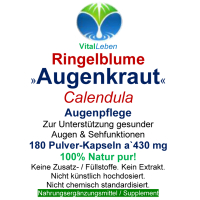 Ringelblume Sehkraft 180 Kapseln Augen-Vitamine Augenkraut Augenpflege Augendank Calendula - OHNE ZUSATZSTOFFE.