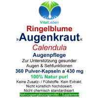 Ringelblume Sehkraft 360 Kapseln Augen-Vitamine Augenkraut Augenpflege Augendank Calendula - OHNE ZUSATZSTOFFE.