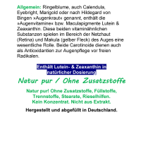 Ringelblume Sehkraft 360 Kapseln Augen-Vitamine Augenkraut Augenpflege Augendank Calendula - OHNE ZUSATZSTOFFE.