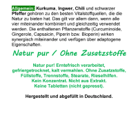 UniKomplex Kurkuma Ingwer Chili Pfeffer 120 Pulver Kapseln