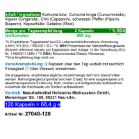 UniKomplex Kurkuma Ingwer Chili Pfeffer 120 Pulver Kapseln