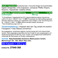 UniKomplex Kurkuma Ingwer Chili Pfeffer 360 Pulver Kapseln