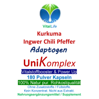 UniKomplex Kurkuma Ingwer Chili Pfeffer 720 Pulver Kapseln