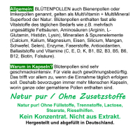 BLÜTENPOLLEN Bienen Pollen 180 Pulver Kapseln Vitamine Vitalstoffe Antioxidantien [Superfood der Natur]