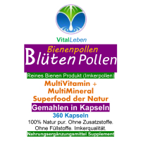 BLÜTENPOLLEN Bienen Pollen 360 Pulver Kapseln Vitamine Vitalstoffe Antioxidantien [Superfood der Natur]