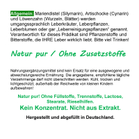 LEBER & GALLE lieben BITTERSTOFFE 120 Kapseln - Mariendistel Artischocke Löwenzahn - NATUR pur [Leber Liebe Komplex - Ohne ZUSATZSTOFFE]