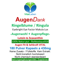 AugenVitamine AugenDank 180 Kapseln Ringelblume Lutein & Zeaxanthin Sehkraft Vitamine - Natürlicher Sehstärke Komplex für Augen und Makula - OHNE Zusatzstoffe.