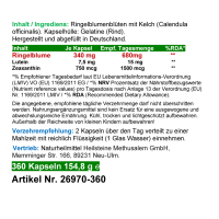 AugenVitamine AugenDank 360 Kapseln Ringelblume Lutein & Zeaxanthin Sehkraft Vitamine - Natürlicher Sehstärke Komplex für Augen und Makula - OHNE Zusatzstoffe.